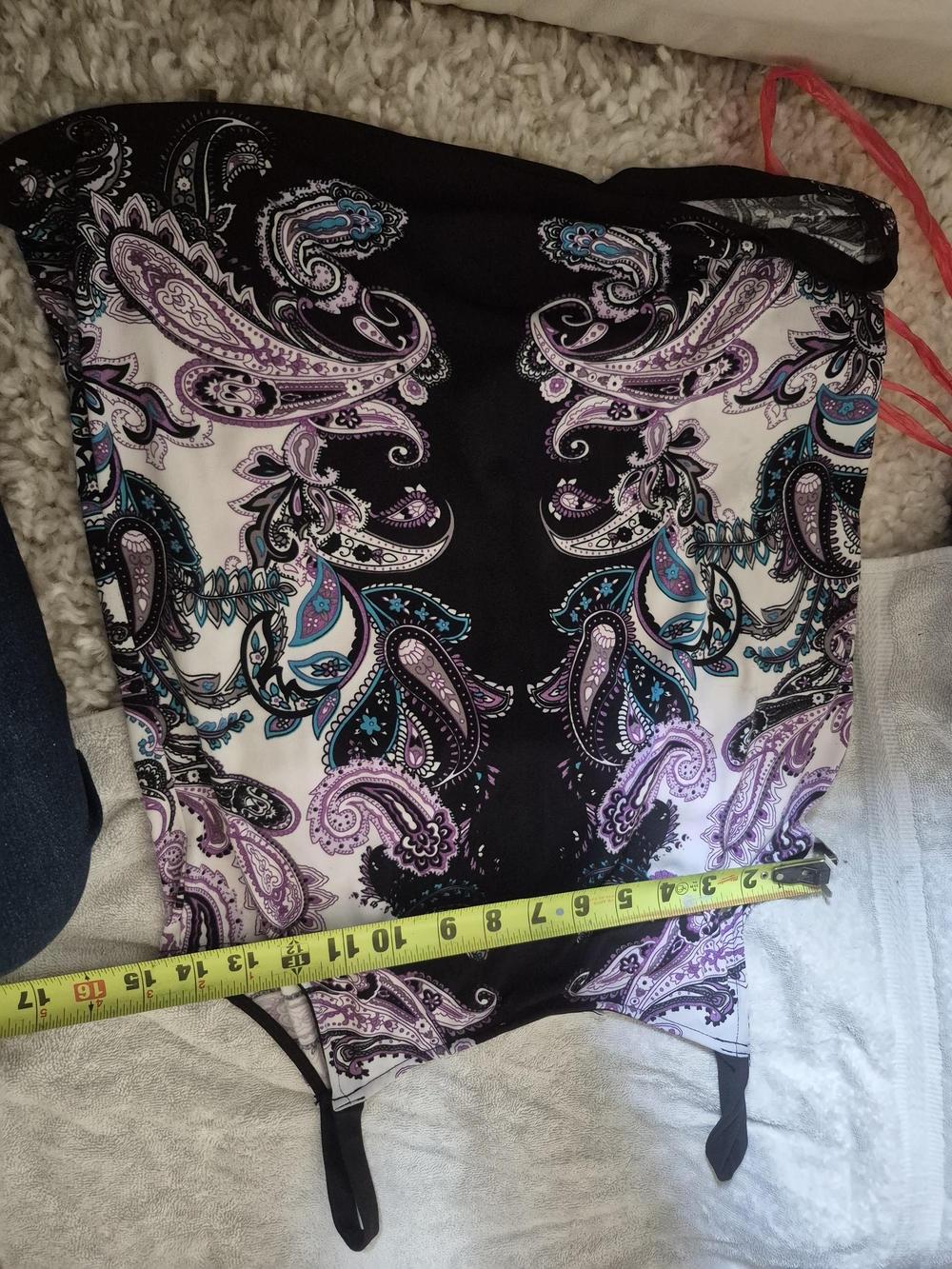 Ricki's Black Strapless Paisley Bustier with Purple and Teal Accents